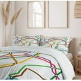 thumbnail image 6 of Ambesonne Map Duvet Cover Sets, Vibrant Striped Metro Route, 2-King, Multicolor, 6 of 7