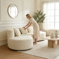 thumbnail image 6 of Modern Curved Couch 4 Seat Minimalist Elegant Half Moon Sofa Compressed Modular Sectional Sofa for Home Living Room Cream White, 6 of 6
