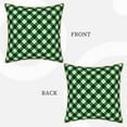 thumbnail image 3 of Xecao Green Argyle Plaid Print Soft Velvet Decorative Throw Pillow Covers, Square Cushion Cases for Bed, Sofa, Living Room, Car, and Indoor Outdoor Use-18"x18", 3 of 8