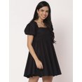 thumbnail image 3 of Moomaya Women Solid Flared Mini Dress Square Neck Puff Sleeve Cotton Short Dress, 3 of 8