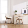 thumbnail image 3 of Dayalane Modern Swivel Counter Stools Set of 4, 26" Upholstered Bar Stools with Backrest for Kitchen Island, Mid Century Counter Height Barstools with Wood Legs for Home Bar Dining Room Bistro, White, 3 of 9