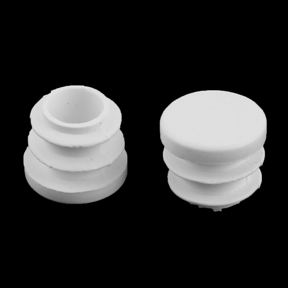 Plastic Round Flat Type Table Chair Leg Caps Tube Insert White 16mm Dia