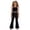 A1-Black, variant on LRen Girls Oversized Flare Pants Tops 2PCS Sets School Uniform for Girls High Waist Stretch Bell Slim Fit Bottoms Casual Fashion Y2K Clothing Outfits