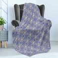 thumbnail image 4 of Moroccan Soft Flannel Fleece Throw Blanket, Geometric Tile Squares with Middle Eastern Azulejo Design, Cozy Plush for Indoor and Outdoor Use, 50" x 60", Violet Blue Black Cream, by Ambesonne, 4 of 5