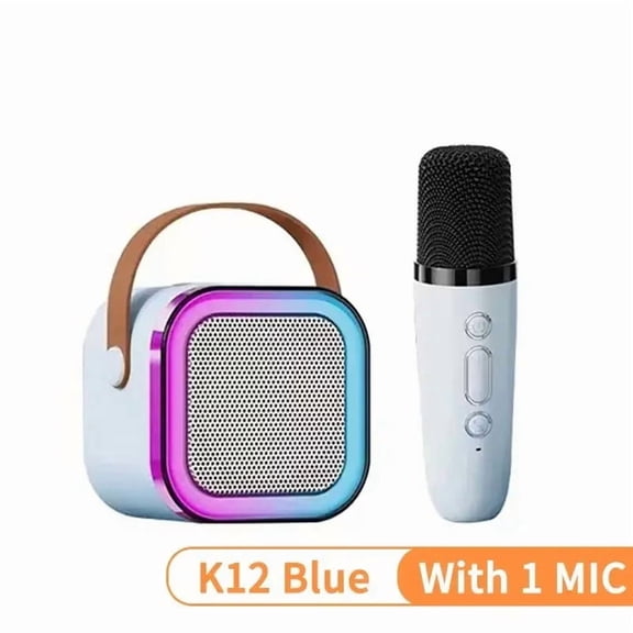 K12 Wireless Bluetooth Speaker with 2 Microphone RGB Portable Music Player Karaoke Machine for Family Singing Children's Gifts