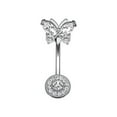 thumbnail image 1 of Bague Nombril Ronde Papillon Strass Anneau Corporel en Acier Inoxydable Bague de Ventre, 1 of 10