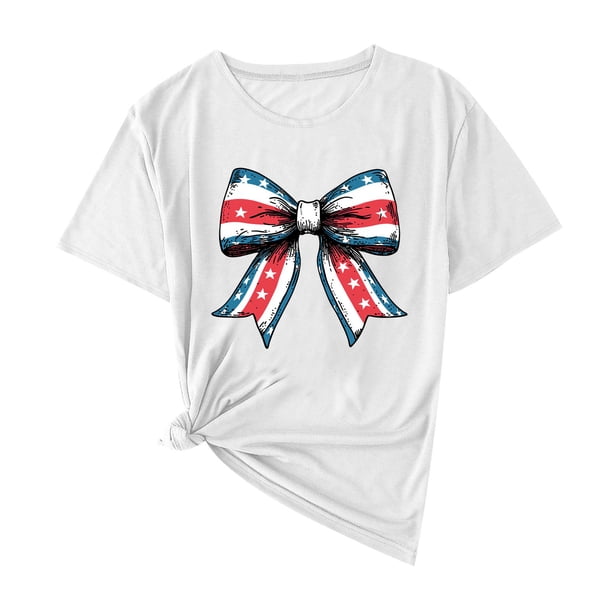 Camisas de Manga Corta para las Mujeres Moda Casual Impresión Cuello Redondo Suéter Tee Blusas