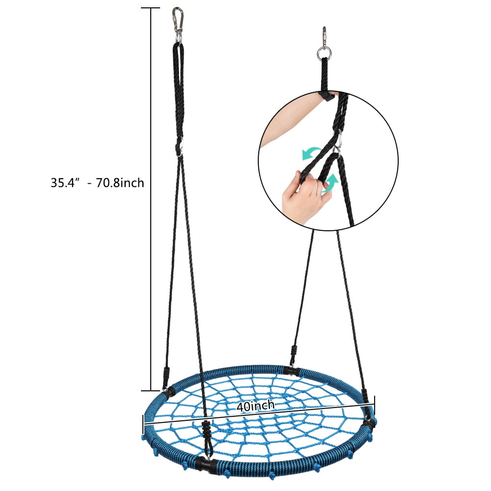 Saucer Tree Swing, 40" Spider Web Tree Swing Net Swing, Platform Rope Round Swing Saucer Tree Swing, 40" Spider Web Tree Swing Net Swing, Platform Rope Round Swing