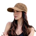 thumbnail image 3 of AirLoni Women Mesh Baseball Cap Hollow Knit Breathable Cutout Crown Embossed Pattern Adjustable Buckle Lightweight Summer Outdoor Sun Protection Sports Trucker Hat Khaki,M, 3 of 3