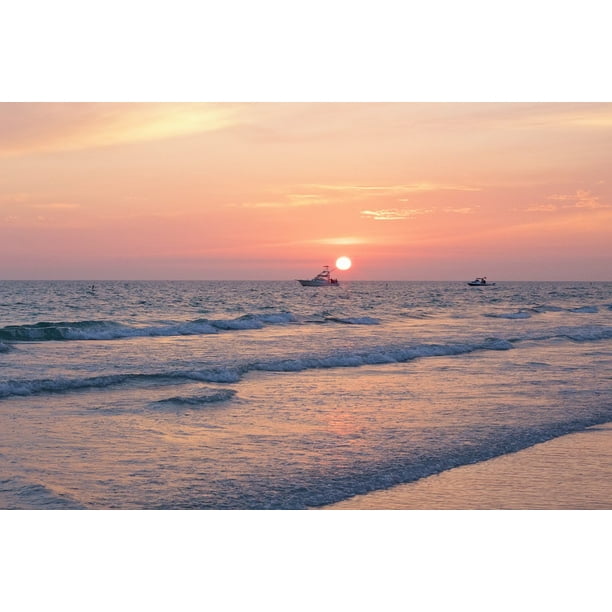 Pink Sunset Ocean Nature Pink Sunset Sky Seaside 12 Inch By 18 Inch Laminated Poster With Bright Colors And Vivid Imagery Fits Perfectly In Many Attractive Frames Walmart Com Walmart Com