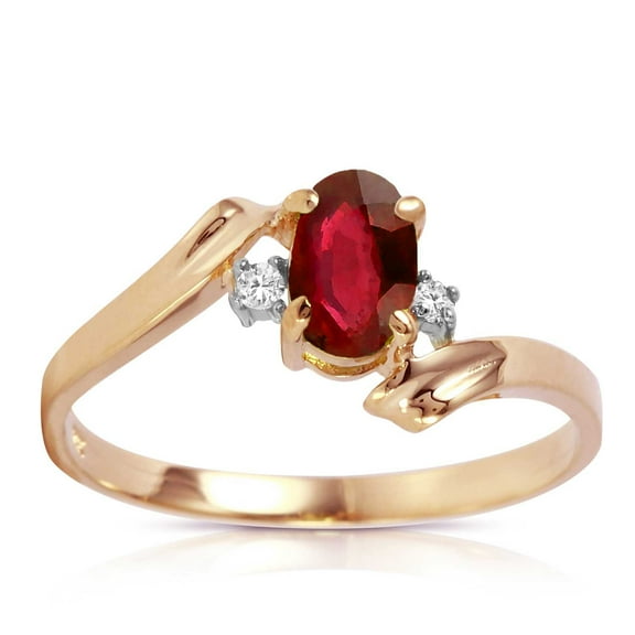 Galaxy Gold 14K Rose Gold 0.46 CT Oval Ruby and Diamond Ring - July Birthstone - Passion & Protection - Sizes 5.5 to 11 - Fine Jewelry for Women