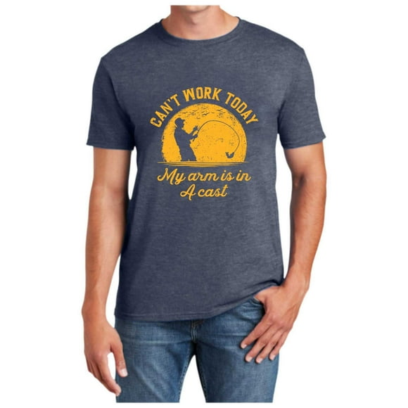LUOGENLI Male T-shirts for Mens Men's I Can'T Work Today My Arm Is in A Funny T Shirt Sarcastic Saying Joke Fishing Dad Fathers Day T Shirt Mens T-shirts Graphic Tees Vintage St. Patrick's Day Navy L