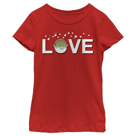 Girl's Star Wars: The Mandalorian The Child Love Bassinet Graphic Tee Red X Large