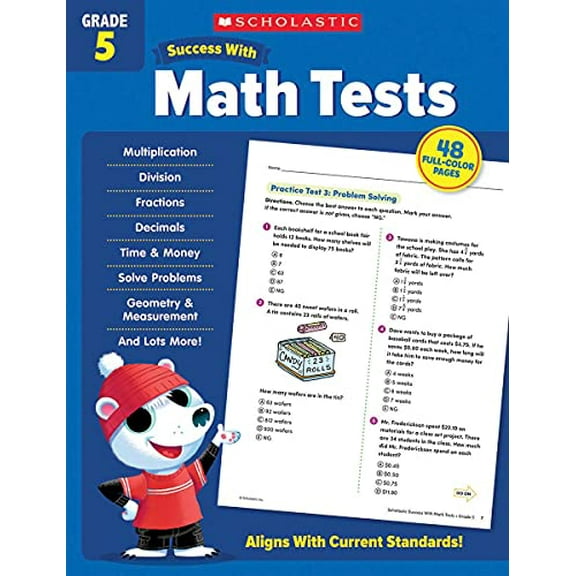 Pre-Owned Scholastic Success with Math Tests Grade 5 Workbook Paperback