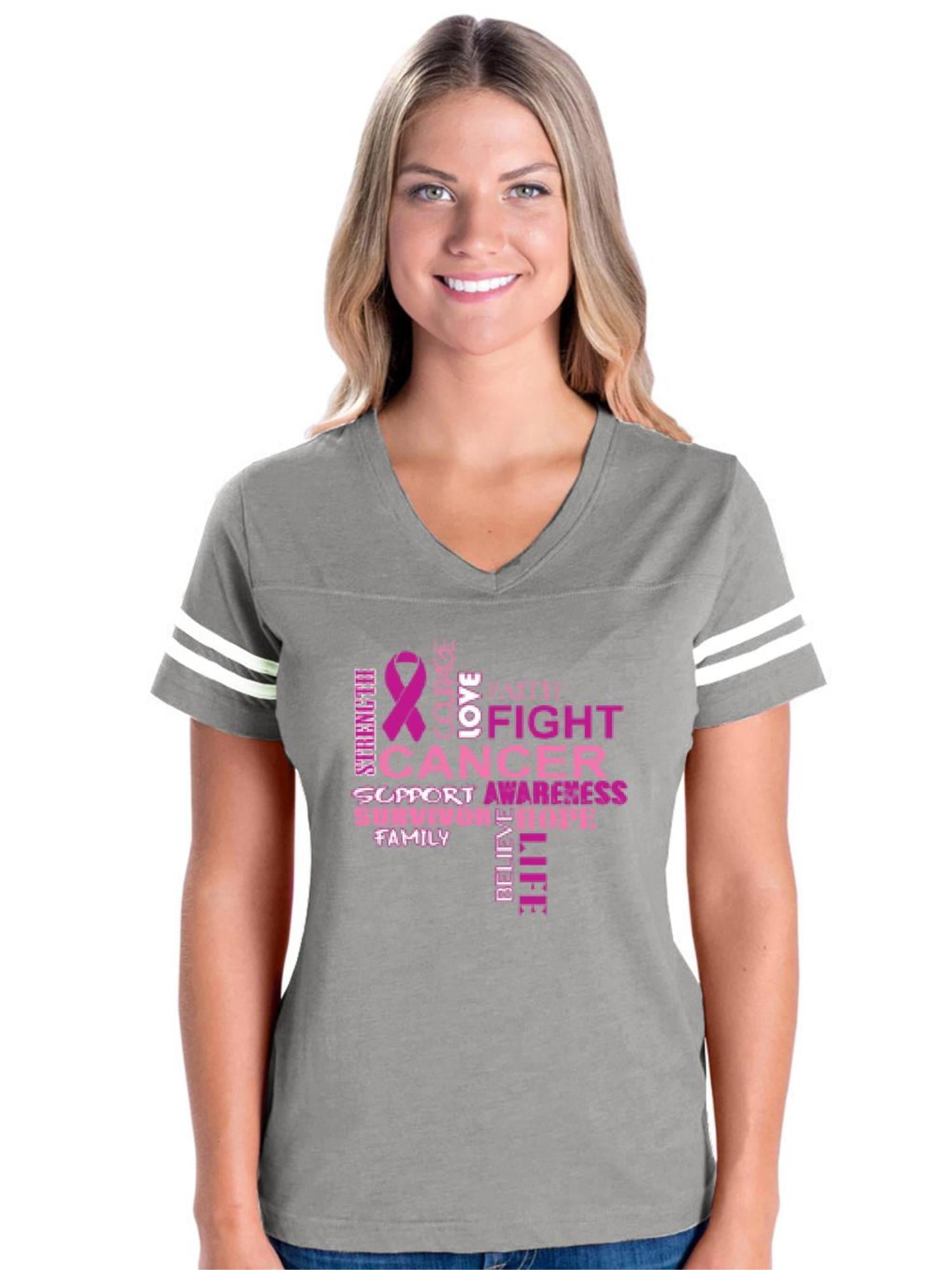 Lazy Hub Scriptv Neck Breast Cancer T Shirts - hz28otw