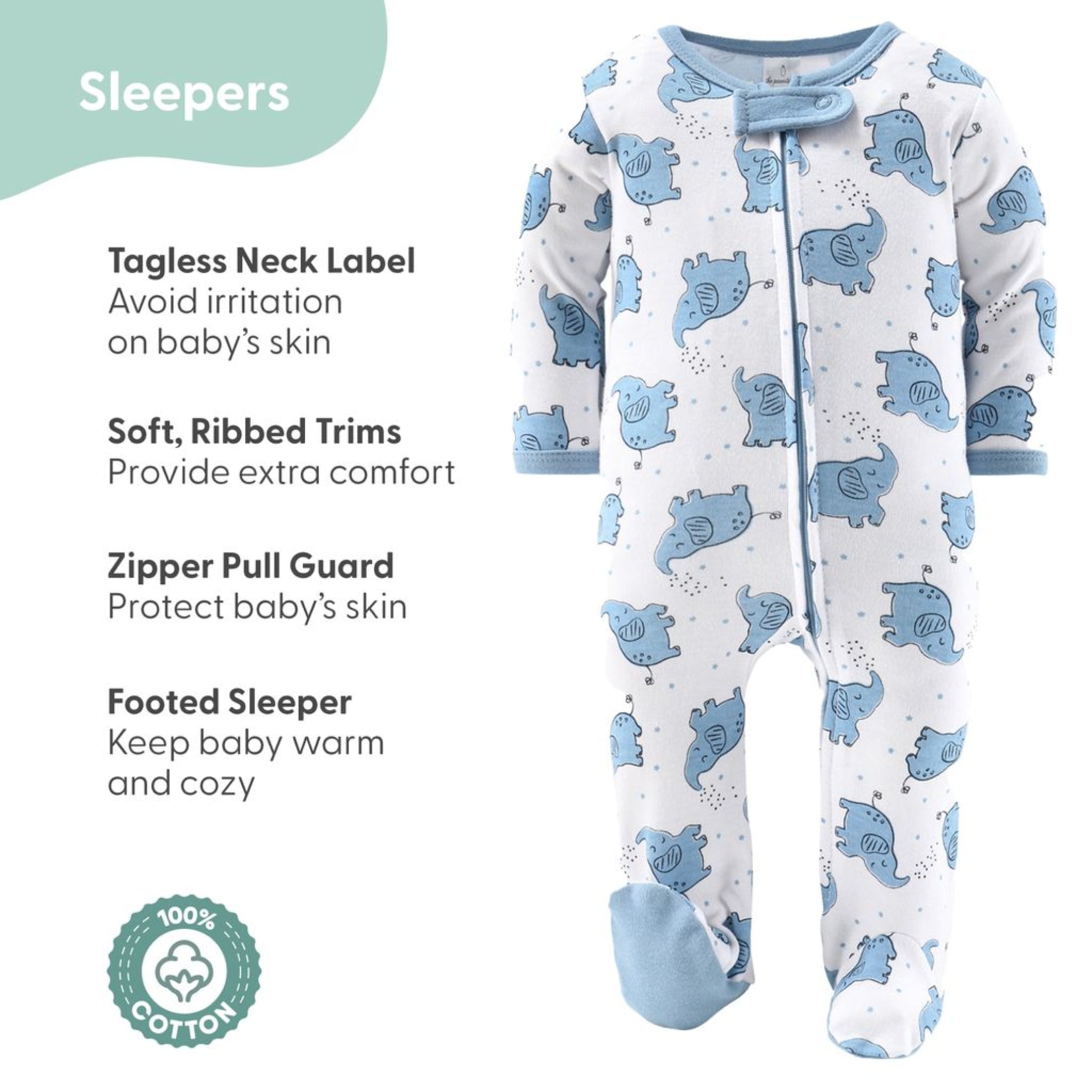 The Peanutshell Newborn Layette Gift Set, Blue and White Elephant, 30 Essential Pieces, 0-3 Months