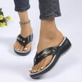 thumbnail image 7 of USSUMA Women's Sandals Women's Spring and Summer New Large Size Wedge Slippers Beach Metal Buckle Wedge Sandals Fashion Casual Beach Sandals Grocery Store Comfort Sandals Shop Savings, 7 of 7