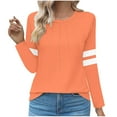 thumbnail image 2 of YUGYXL Womens Sweatshirts Round Neck Fashionable Casual Long Sleeved Tops Orange L, 2 of 7