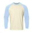 thumbnail image 2 of LUOGENLI Male T-shirts for Mens Male off Shoulder Contrasting Color Raglan Sleeve T Shirt Base Shirt T-shirts for Men Graphic Tee Funny Summer Clothes Light Blue S, 2 of 5