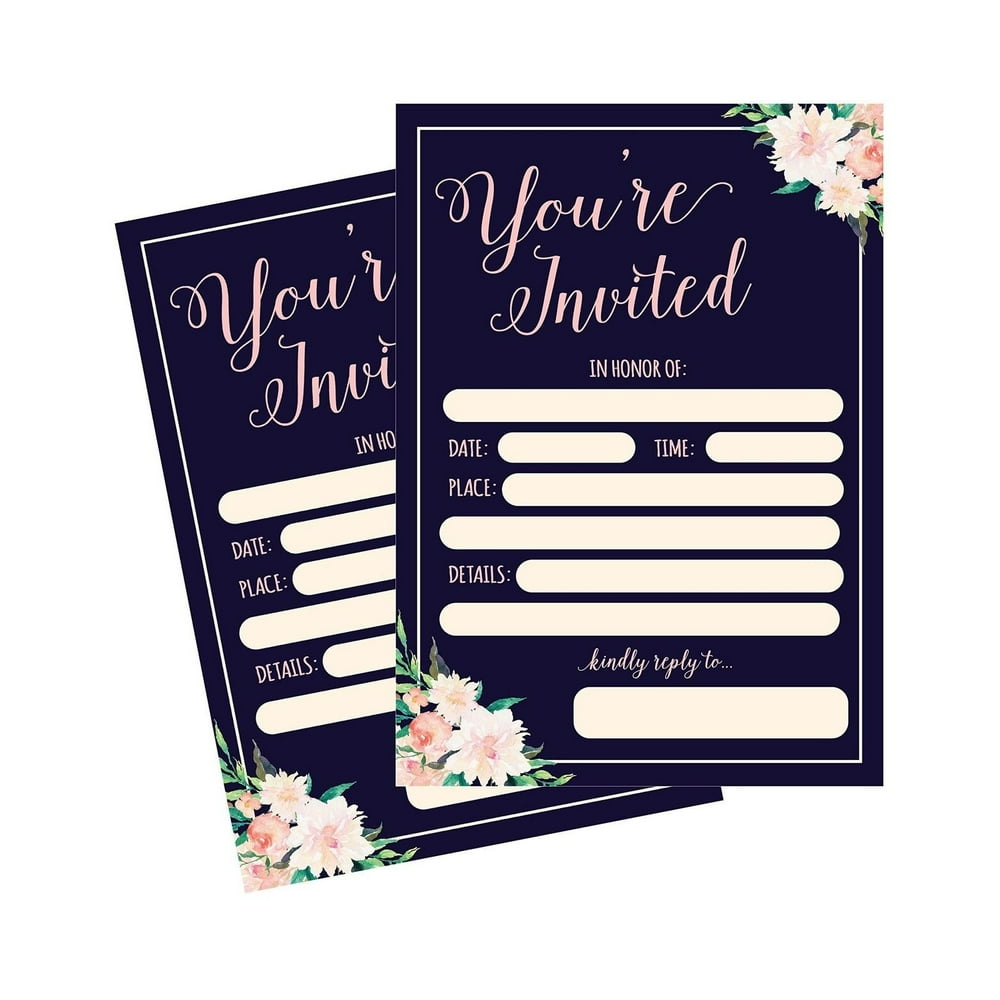 50 Fill In Invitations, Wedding Invitations, Bridal Shower Invitations
