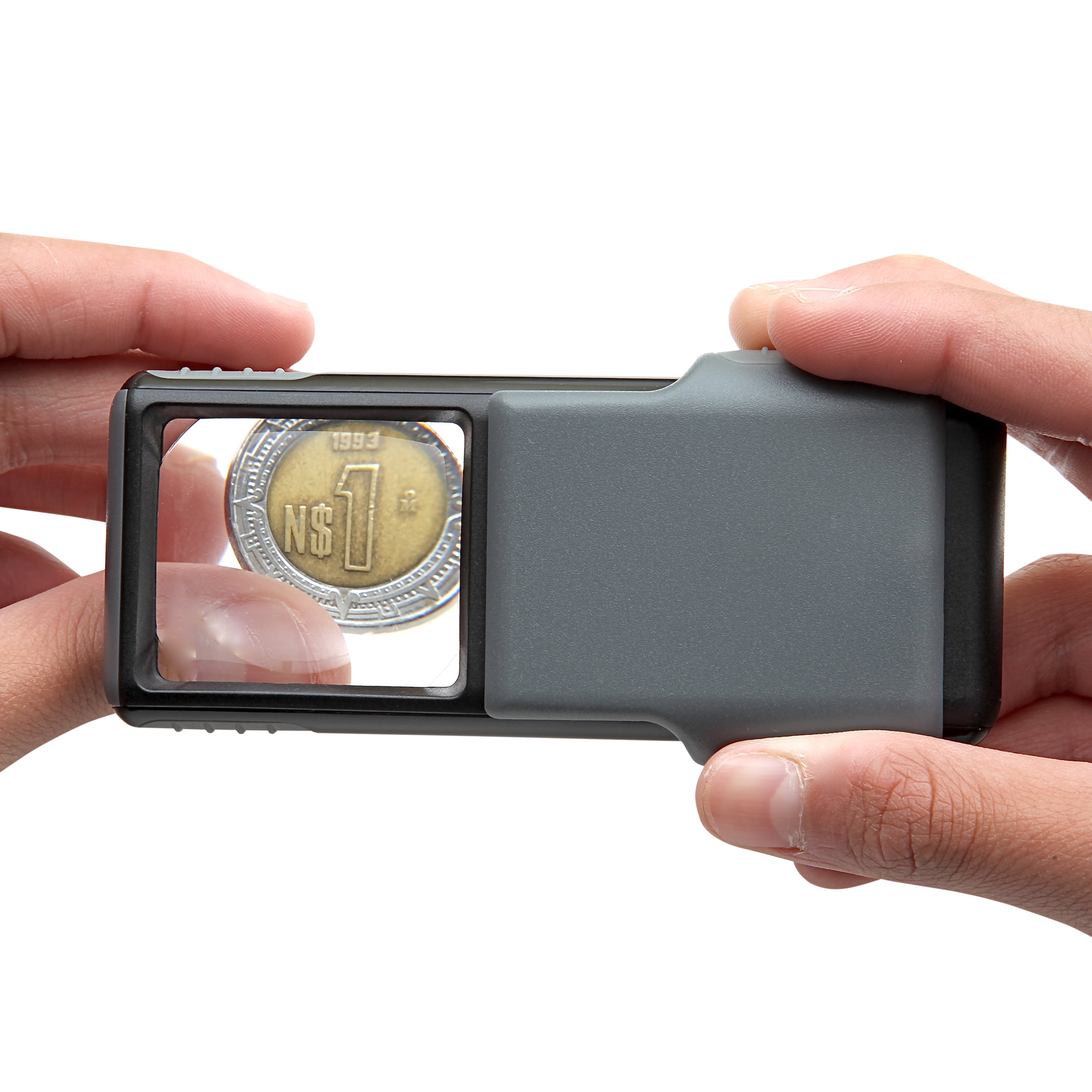 Equate Magnifier Portable 5x Power LED Lighted Aspheric Acrylic Lens Magnifying Glass, Black & Gray