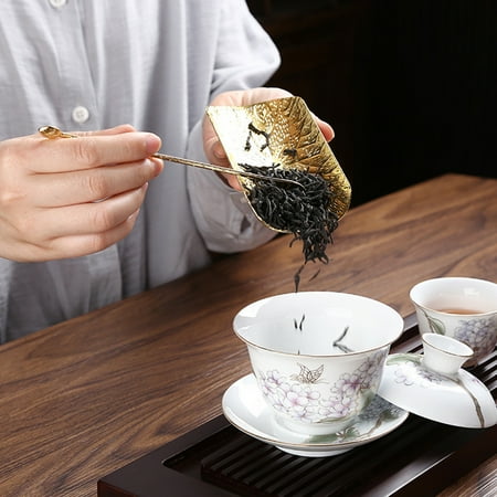 

Hadanceo Tea Scoop Lustrous Anti-scalding Brass Antique Ceremonial Loose Leaf Tea Scoop with Tea Tool Tearoom Supplies
