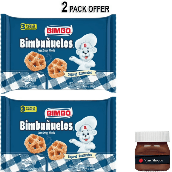 Bimbo Bimbuñuelos Sugar Sweet Crispy Wheels, 3 packs, Pastries, 6.99 oz Tray
