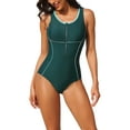 thumbnail image 1 of Charmo Women Athletic One Piece Swimsuit Zipper Racerback Bathing Suit Swimwear, 1 of 6