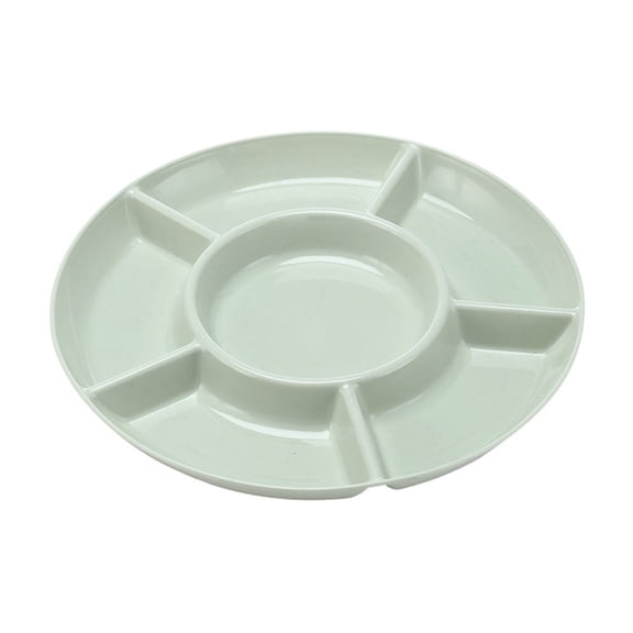 Plastic Divided Serving Tray - Green Snack Storage Box for Fruit Candy Nuts | 11.4in Melon Plate for Household Party Picnic
