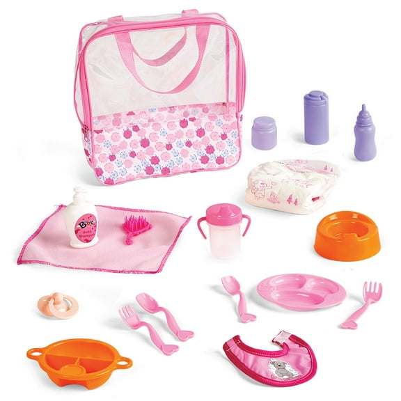 Kidoozie Just Imagine Doll Care Playset. All Your Feeding and Caring Accessories in a Storage Bag. For Children Ages 3+