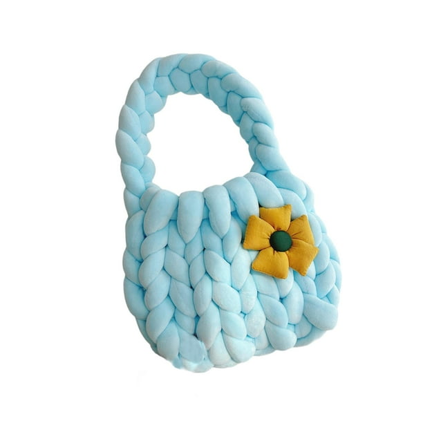 Bolsa de crochet de mujeres Bolsa acolchada Accesorio Femenino Accesorio Multipropósito de tejido de tejido Bolso de punto para la fiesta de viaje de azul