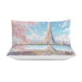 thumbnail image 3 of Blossoming Paris Eiffel Tower Duvet Cover Set King Size for Bedroom Decoration Print Bedding Set Comforter Cover Decorative Microfiber with 2 Pillow Sham Multicolor, 3 of 6