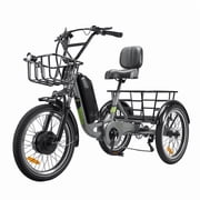 S03 Fat Tire Electric Trike for Adults, 20 All-Terrain Electric Tricycle with 750W Peak Motor, 48V 12Ah Battery, Shimano 6-Speed, Dual Disc Brakes, Black