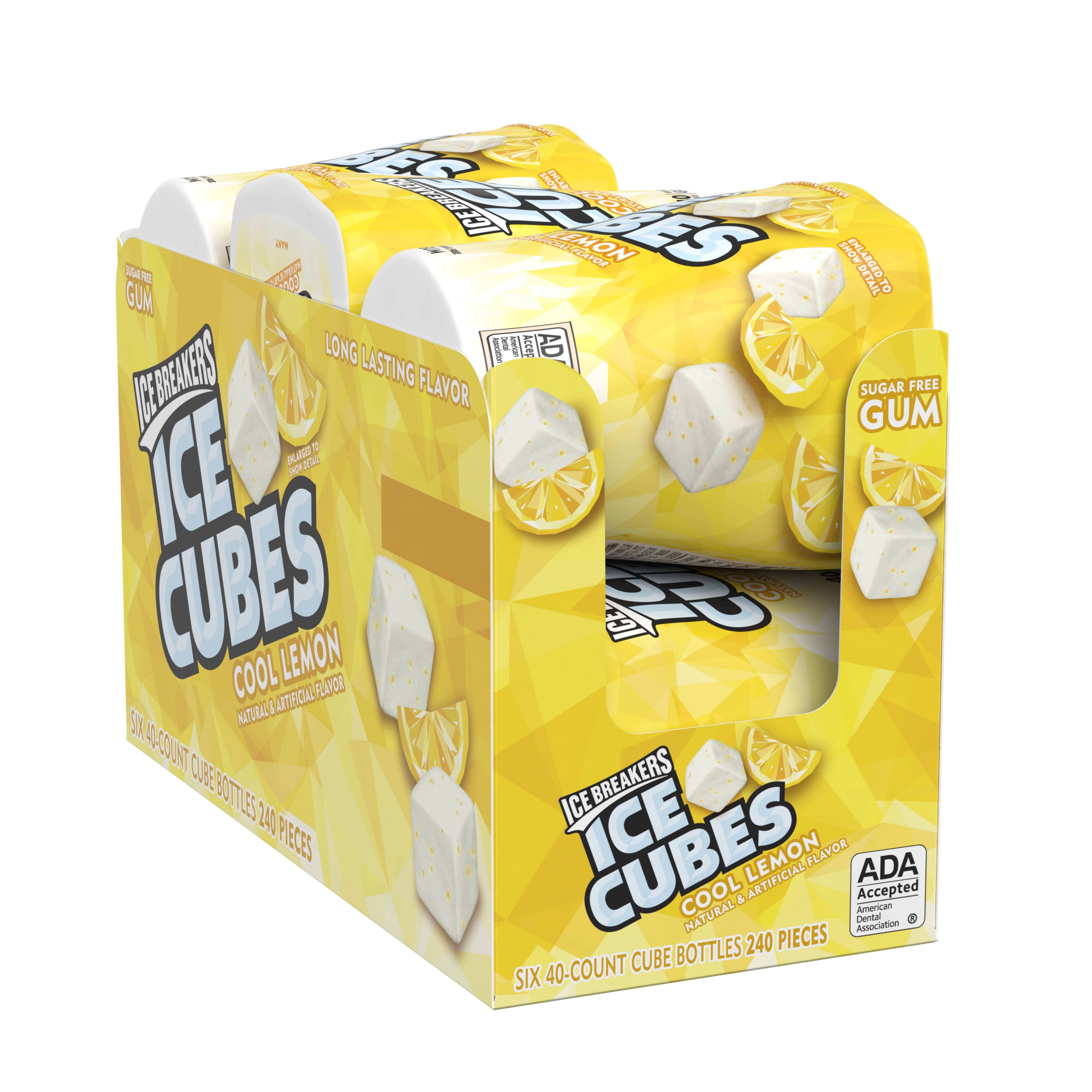 Ice Breakers, Ice Cubes, Sugar Free Cool Lemon Chewing Gum, 3.24 Oz, 6