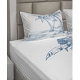 thumbnail image 2 of Ambesonne Tropical Fitted & Top Sheet Set with Shams, Palm Trees at Beach, Blue White, 2 of 4