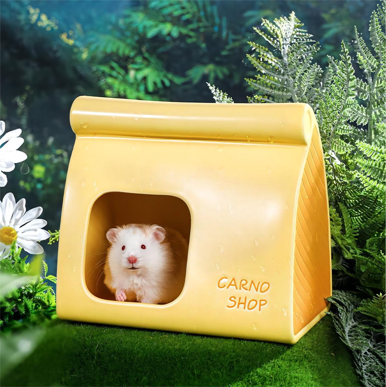 Hamster/Gold Bear/Dwarf Sugar Glider Shelter/Iggy Ceramic Yellow Small Animal House,Summer Cooling Supplies