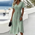 thumbnail image 2 of Maxi Dresses for Women Short Sleeve Crossover Wrap V Neck Summer Dress Evening Party Beach Vacation Sundress, 2 of 5