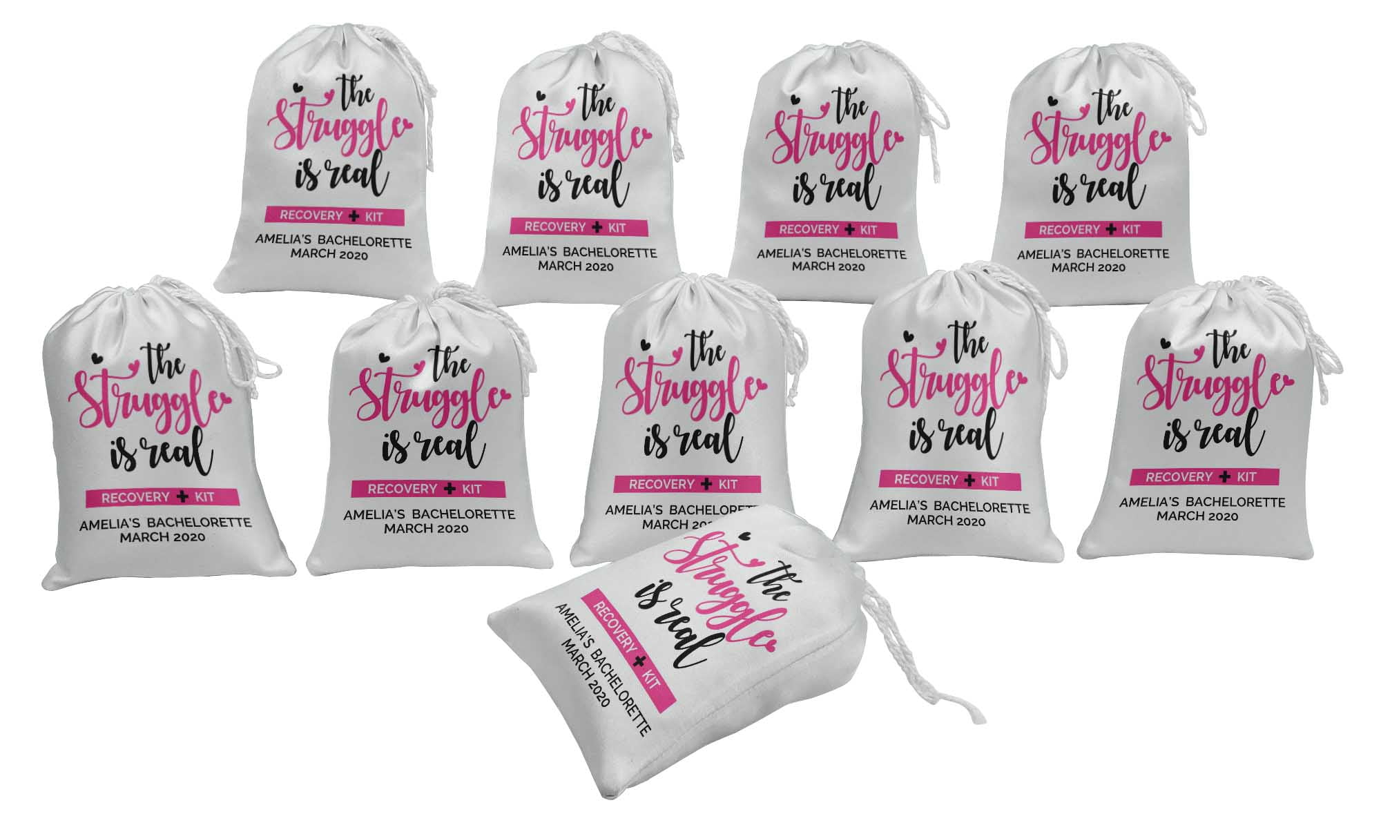 Darling Souvenir White Recovery Kit Bachelorette Custom Party Supplies Favor Bags Gift Pouches 15 Pieces
