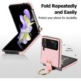 thumbnail image 7 of for Samsung Galaxy Z Flip 3 Case with Ring Luxury Leather Soft Diamond-Shaped Flip Case for Women Men Shockproof Protective Bumper Case for Galaxy Z Flip 3 5G, Pink, 7 of 7