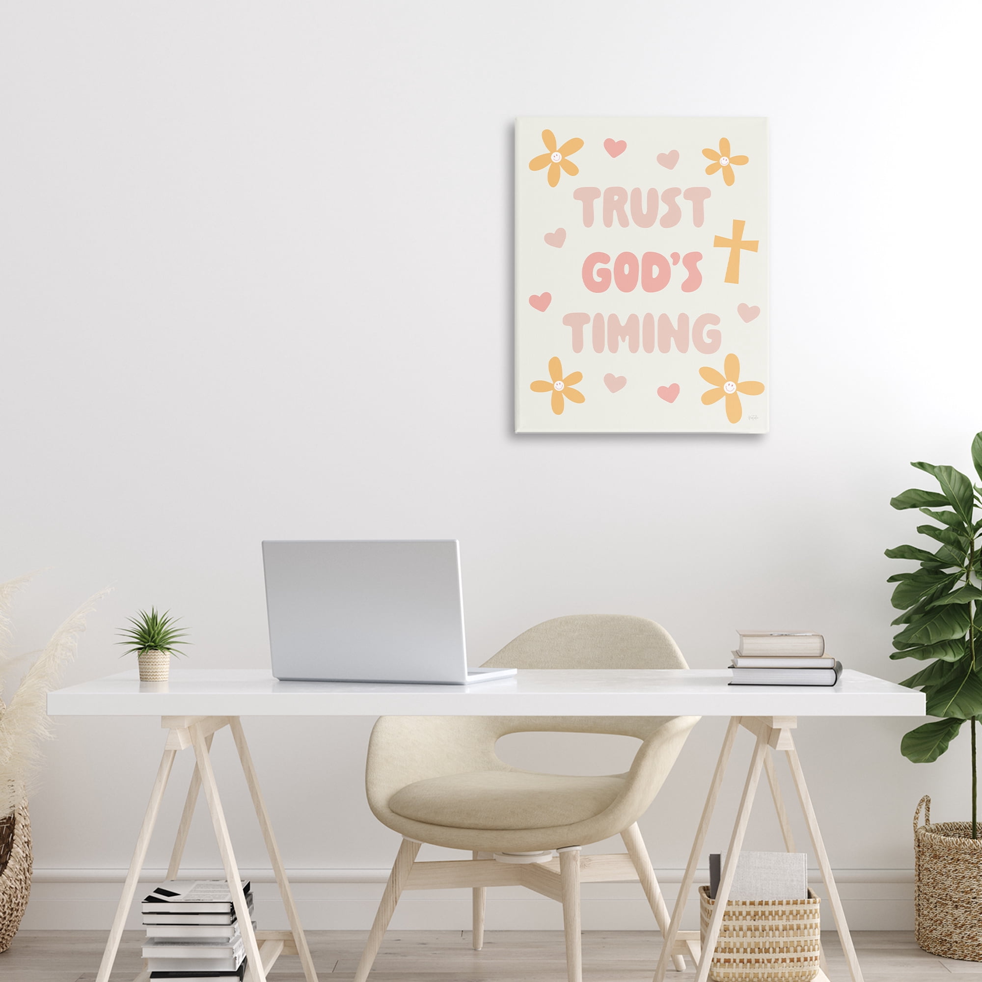 Stupell Industries Retro Trust God's Timing Canvas Wall Art, design by Natalie Carpentieri
