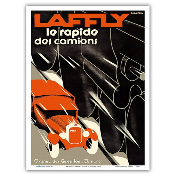 Laffly S15 - The Fast Trucks - Vintage Automobile Poster by Roggero c.1930 - Master Art Print (Unframed) 9in x 12in