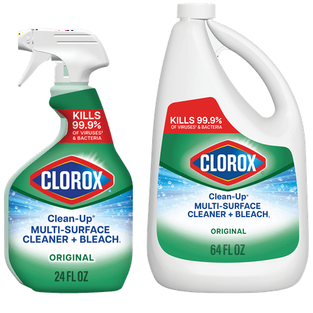 Clorox Clean-Up All Purpose Cleaner Spray with Bleach, Spray Bottle, Original, 32 oz and Refill w/Bleach, Original, 64 fl oz