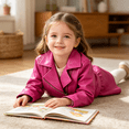 thumbnail image 5 of GYRATEDREAM Toddler Girls Faux Leather Motorcycle Jacket Lapel Zip Up Biker Coat Kids Fall Outerwear, 2-8Y, 5 of 6