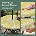 thumbnail image 5 of Round Outdoor Tablecloth with Umbrella Hole and Zipper, Yellow Palm Tree Tablecloth with Elastic Waterproof, Summer Botanical Tropical Tree Patio Table Covers for 36" - 44" Picnic Pool Tables, 5 of 9