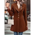 thumbnail image 6 of Women Winter Wool Blend Camel Mid-Long Coat - Singular-Breasted Lapel Jacket Outwear Coffee Color S, 6 of 9