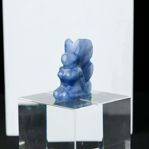 EOEMY Natural Quartz Crystal Gemstone Butterfly Fairy Carved Mini Reiki Statue Decor-Blue Aventurine Stone
