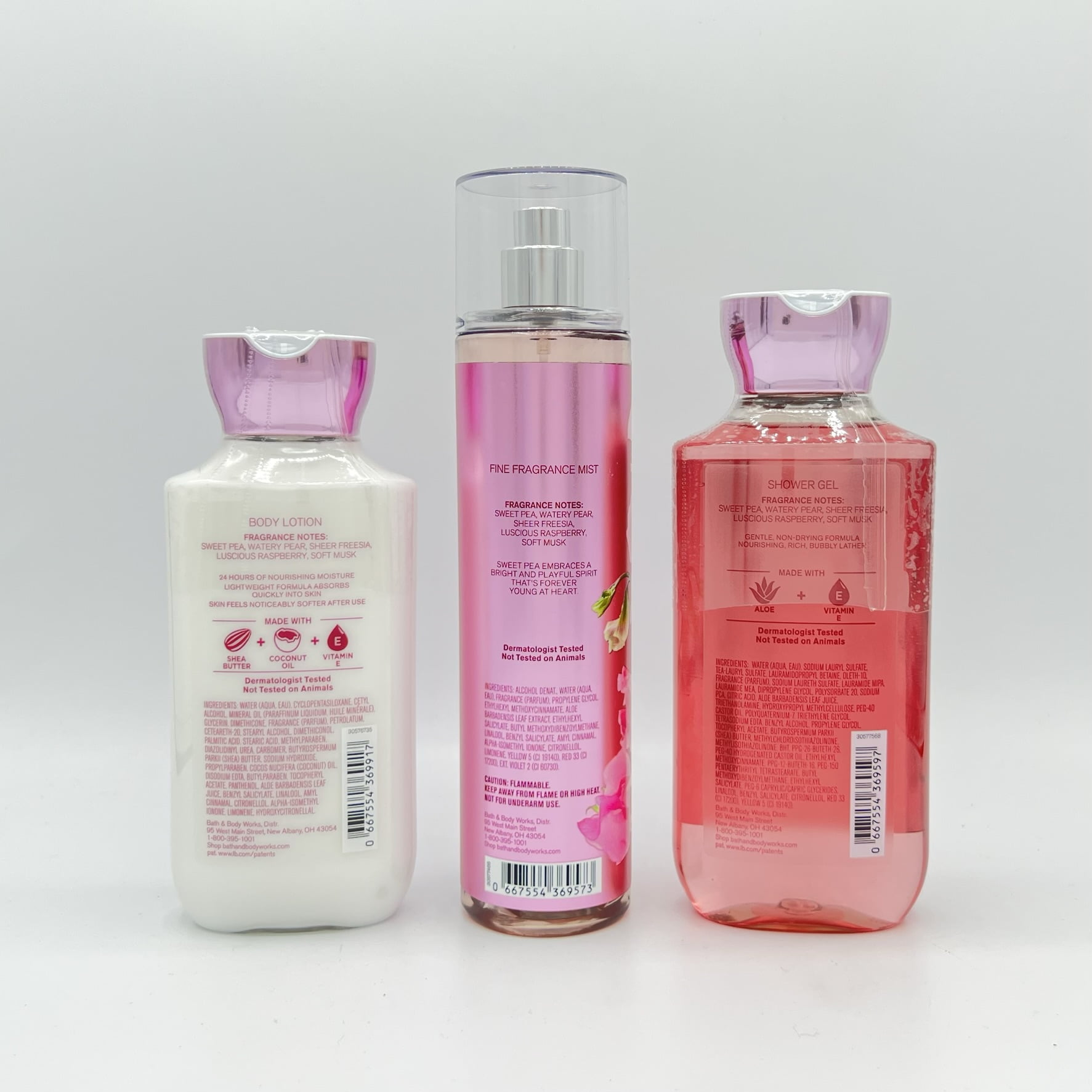 Bath & Body Works Sweet Pea Full Size 3-Piece Body Care