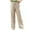 Khaki, variant on Lenpel Linen Pants for Women Elastic High Waisted Drawstring Wide Leg Lounge Pants Loose Casual Trousers with Pockets