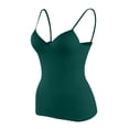 thumbnail image 5 of Built in Bra Tank Tops for Women No Underwire Workout Sports Padded Shirts Spaghetti Strap V Neck Camisole Tops ,4XL,Dark Green, 5 of 8