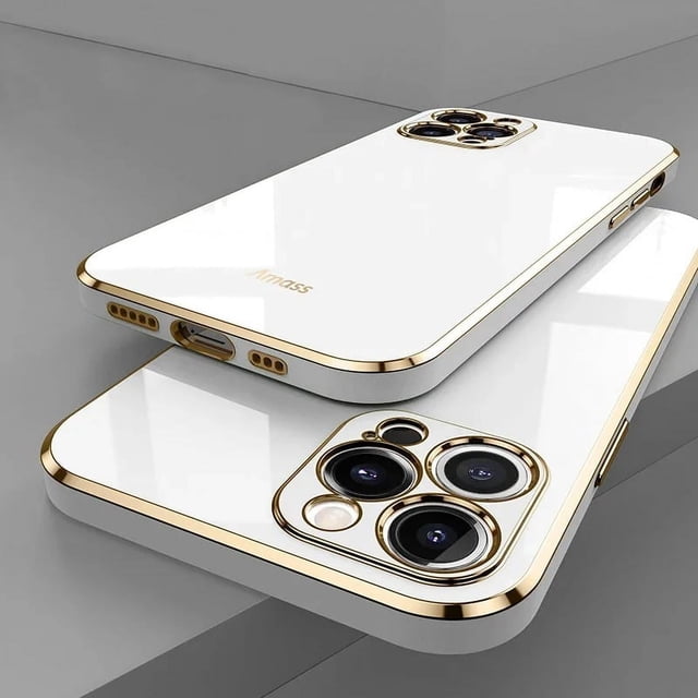 Luxury Square Silicone Plating Phone Case For IPhone 14 11 12 13 15 Pro Max Mini Plus XR X XS Max Solid Color Soft Cover Coque White Color For iPhone 15